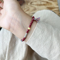 Cinnabar Koi Bracelet for Women, Auspicious Red String Hand Chain, Zodiac Year Gift