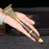 Extendable Back Scratcher with Faux Horn Handle, Portable Stainless Steel Itch Reliever