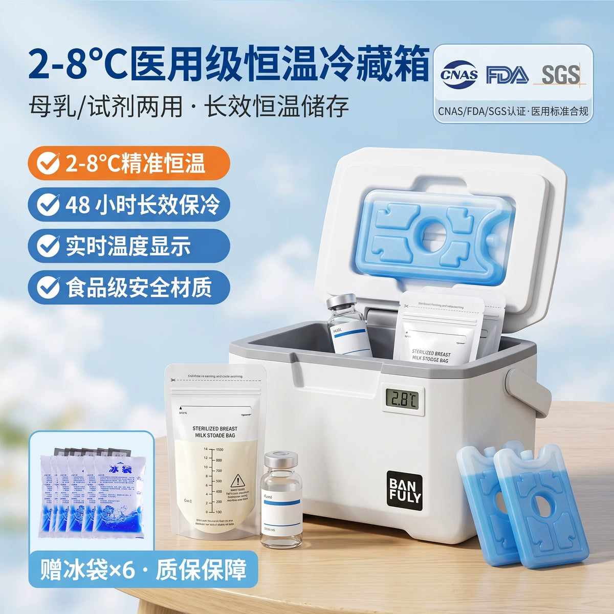 Portable Insulin Cooler Box 2-8°C Medical Refrigerator for Home and Travel