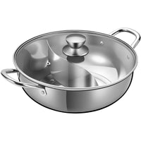Stainless Steel Hot Pot with Divider, Thickened Large Capacity Shabu Shabu Pot for Induction Cooktop