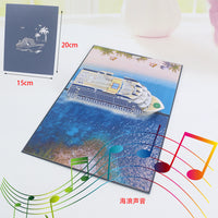 3D Pop-Up Cruise Ship Greeting Card with Ocean Wave Sound