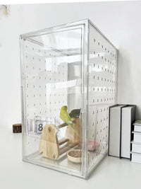 Acrylic Bird Cage Parrot Cage New Anti-splash Transparent Luxury Breeding Box for Live Birds Pigeons
