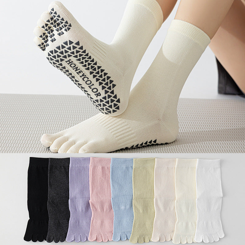 Seamless Non-Slip Pilates Yoga Toe Socks for Women, Cotton