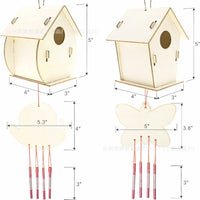 DIY Wooden Birdhouse Wind Chime Kit for Kids, Craft Assembly and Painting Decor