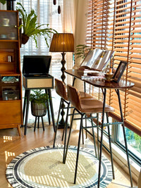 Vintage Solid Wood Bar Table for Living Room Balcony Home Iron Art Wall-Mounted High Table