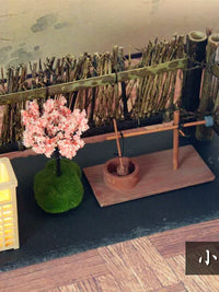 Miniature Japanese Sushi Restaurant Decor Set with Screen and Lantern