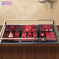 Chinese Style Lacquer & Silk Jewelry Display Trays for Necklaces, Bracelets, Earrings