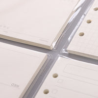 A5/A6/A7 6-Hole Loose Leaf Refill Paper for Notebooks, 45 Sheets Grid Lined Blank Dot
