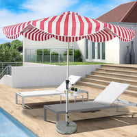 Outdoor Patio Umbrella with Crank Lift, UV Protection, Water-Resistant Fabric, Aluminum Pole, Striped Design