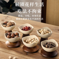 Japanese Style Ceramic Dessert Cup with Pedestal Base for Afternoon Tea Snacks