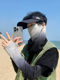 Men's UV Protection Neck Gaiter & Arm Sleeves Set for Outdoor Cycling, Fishing, and Hiking