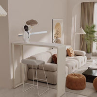 Modern Minimalist Cream Slab Bar Table for Home Dining, Kitchen, or Balcony