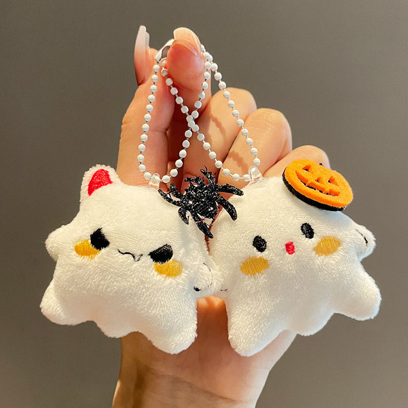 Halloween Plush Bat Ghost Pumpkin Spider Devil Keychain Bag Charm