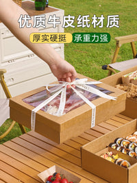 Disposable Kraft Paper Lunch Box Set with Lids for Picnics, Camping, and Outdoor Events