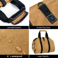 Oxford Cloth Firewood Log Carrier Bag, Foldable Wood Storage Tote with Handles