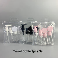 Travel Size 6-Piece White Portable Bottle Set with Spray Pump and Flip Cap, 50ml