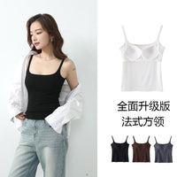 Women's Seamless Padded Camisole with Built-in Bra, Backless Tank Top