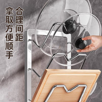 304 Stainless Steel Pot Lid Holder Countertop Kitchen Organizer for Cutting Boards and Utensils
