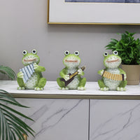 Frog Musician Garden Statues - Resin Animal Band Figurines for Outdoor & Indoor Decor