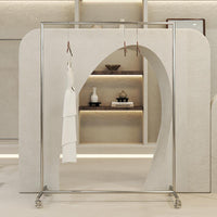 Stainless Steel Garment Rack with Wheels or Foot Pads for Retail Display