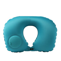 Inflatable U-Shaped Cooling Neck Pillow for Travel with Press Pump, Portable and Packable