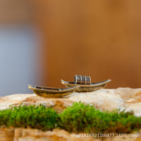 Miniature Landscape Ornament with Welcoming Pine, Lion Boat, and Fish Tank for Ecological Potted Plants