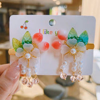 Girls' Hanfu Hair Clips with Tassels and Glaze Beads, Chinese Style Hair Accessories for Kids