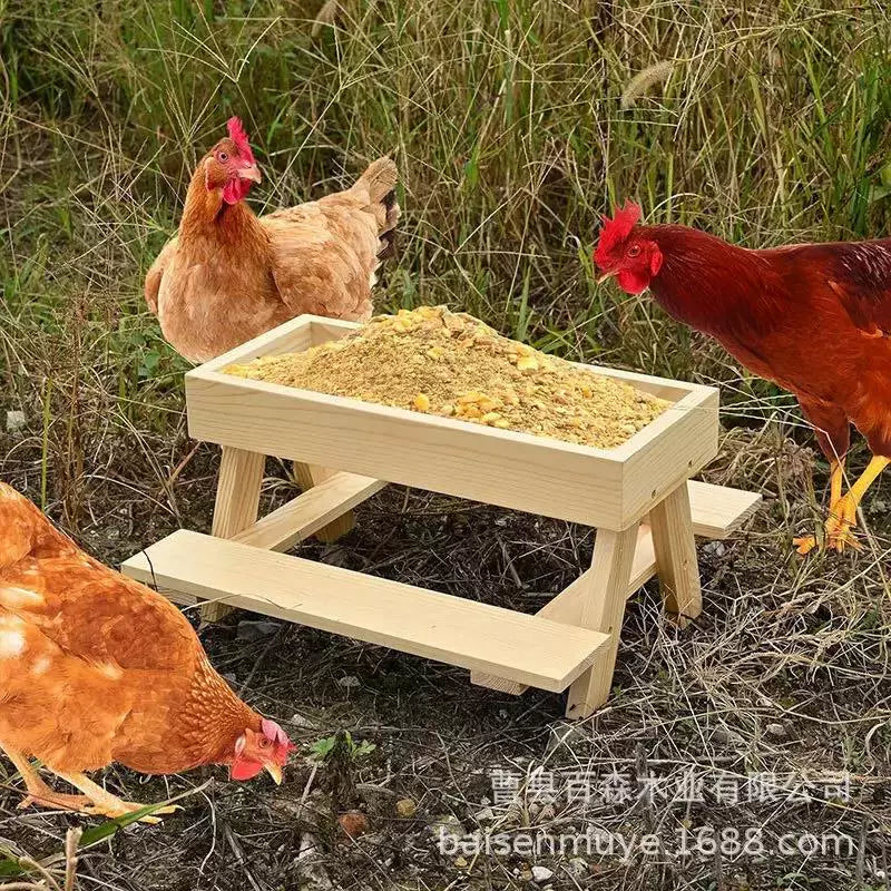 Wooden Picnic Table Bird Feeder for Wild Birds, Ducks, and Squirrels with Metal Mesh Bottom