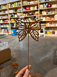 Vintage Distressed Iron Art Bowknot Flower Insert for Outdoor Garden Decor