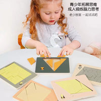 Wooden Geometric Shape Puzzle for Kids, Educational Tangram Toy