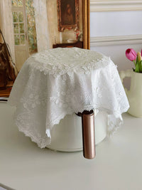 Embroidered Cotton Appliance Dust Cover with Lace Trim