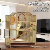 Large Stainless Steel Plated Bird Cage for Parrots Budgies Cockatiels Mynah Birds Breeding Metal Cage