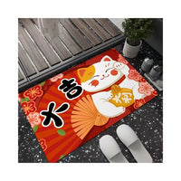Japanese Cartoon Lucky Cat Washable Non-Slip Absorbent Floor Mat for Bathroom and Kitchen
