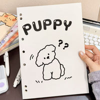 A4 Thin Crisp Question Mark Puppy Loose-Leaf Notebook for Students, Lay-Flat Design