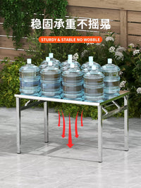 Thickened Stainless Steel Folding Table for Outdoor Camping, Picnics, and Home Use - Portable Square/Round Dining Table