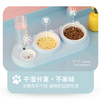 Automatic Water Dispenser Pet Bowl with Food Feeder for Cats and Dogs, Anti-Spill Double Bowl Design
