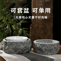 Heavy Stone Pet Bowl for Cats and Small Dogs, Non-Slip and Spill-Proof Water and Food Dish
