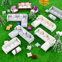 Miniature Corner Sofa for Architectural Models & Dollhouses, Sand Table Layouts