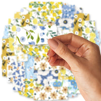 YINIAO Blue Yellow Floral Washi Tape for DIY Scrapbooking & Journal Decoration