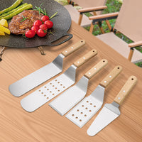 Stainless Steel BBQ Grilling Tool Set - Spatula, Flipper, and Teppanyaki Spatula for Outdoor Cooking