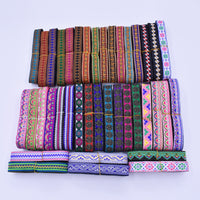 Ethnic Floral Jacquard Embroidered Ribbon Trim for DIY Apparel and Stage Costumes, 2cm Wide