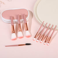 9-Piece Mini Makeup Brush Set with Travel Case - Powder & Eyeshadow Brushes