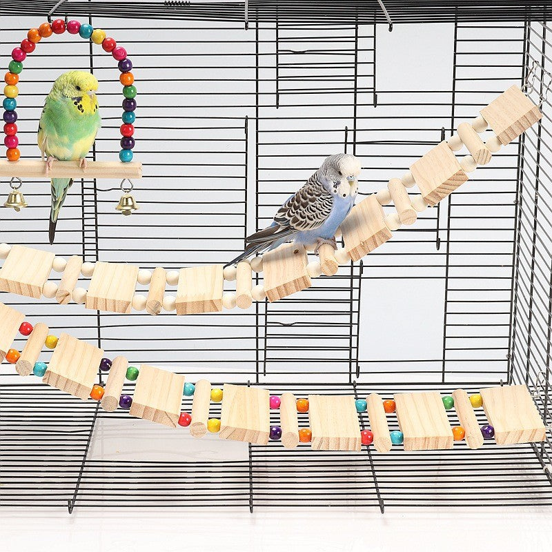 Parrot Pepperwood Ladder Toy with Beads for Climbing and Chewing