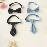 Pet Denim Floral Tie and Bowtie Collar for Cats and Small Dogs, Photo Prop and Decorative Accessory