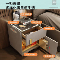 Smart Nightstand Safe with Password Lock, Modern Minimalist Luxury Bedside Table for Home Bedroom, 2024 New Model