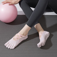 Women's Yoga Pilates Toe Socks with Straps - Non-Slip, Low Cut