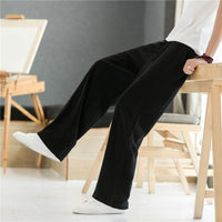 Men's Summer Linen Blend Straight Leg Casual Pants Loose Fit Wide Leg Trousers