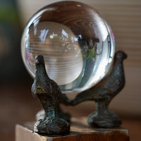 Pure Copper Bird Figurine Crystal Ball Stand Home Decor