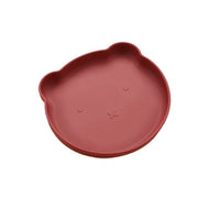 Food Grade Silicone Kids Dinner Plate High Temperature Resistant Suction Cup Baby Feeding Utensil Cartoon Silicone Bear Plate
