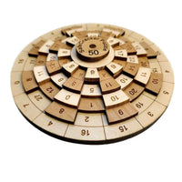 Wooden 3D Puzzle Brain Teaser for Adults - 50-Digit Turntable High IQ Challenge